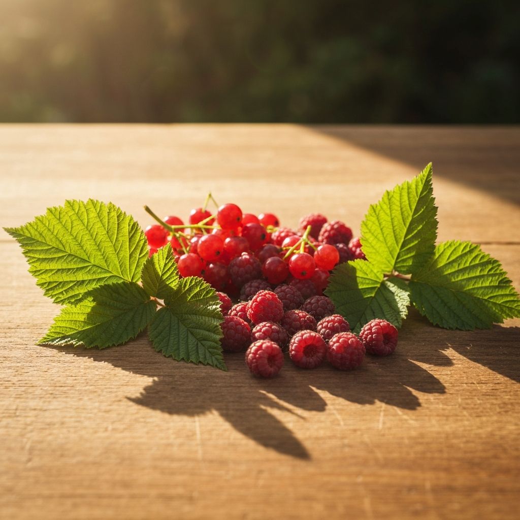 Natürliche Beeren und Grünes